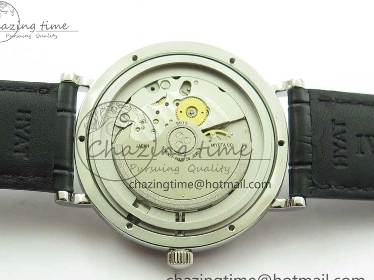 MIROTIME 0308 Vibrant Portofino IW459402 SS MKS 1:1 Best Edition White Dial on Black Leather Strap Miyota 7086